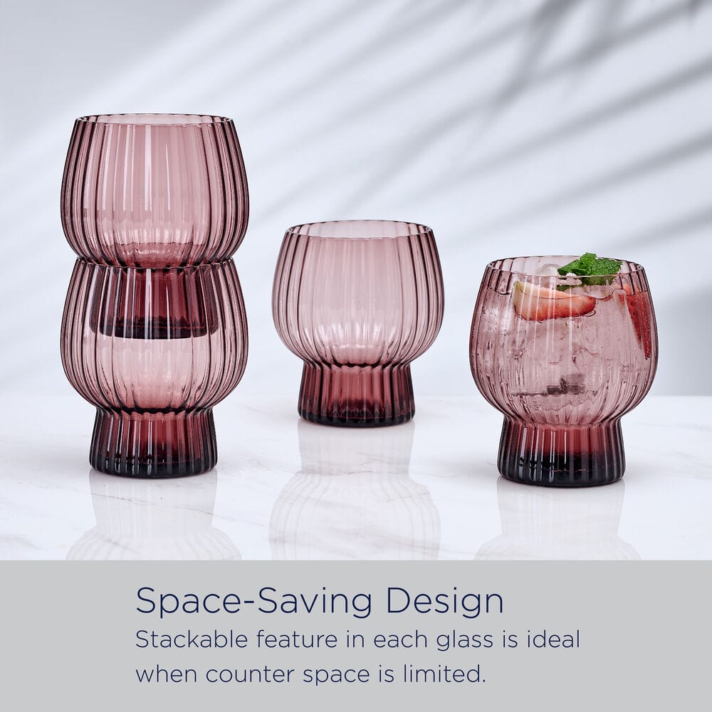 Phoebe Optic Lilac Set of 4 Double Old Fashioned Glasses - Image 5
