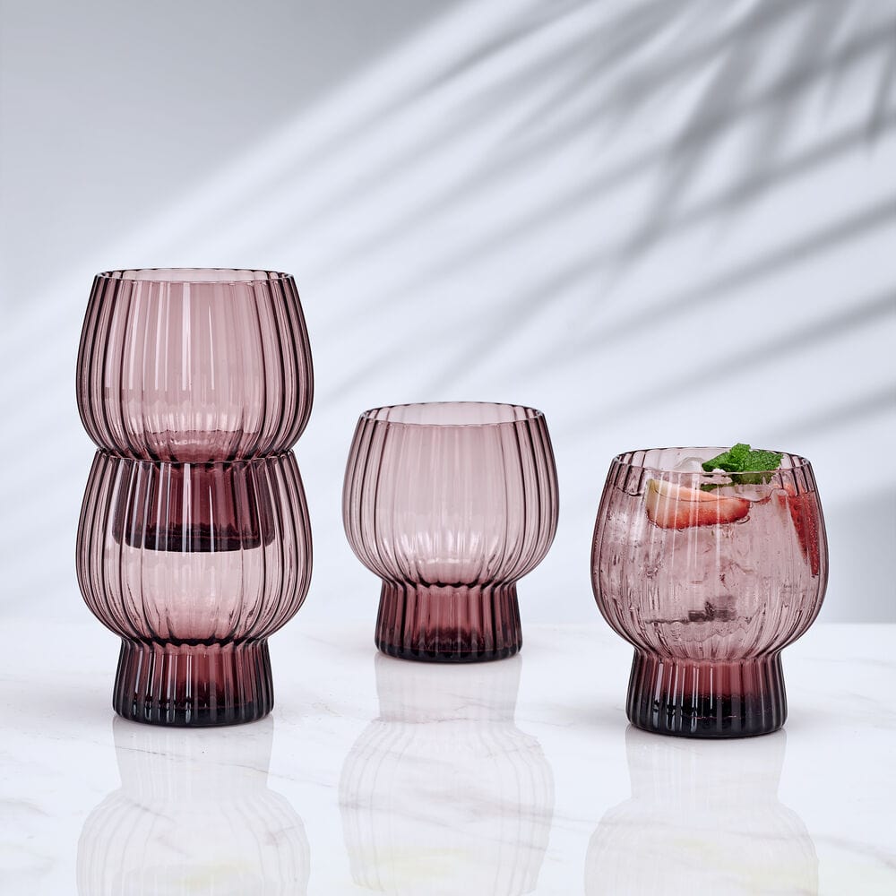 Phoebe Optic Lilac Set of 4 Double Old Fashioned Glasses - Image 2