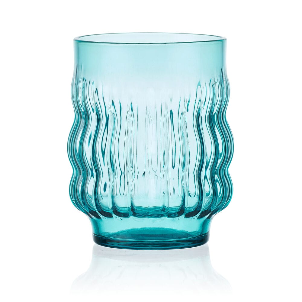 Waves Blue Set of 4 Stackable Double Old Fashioned Glasses - Image 6