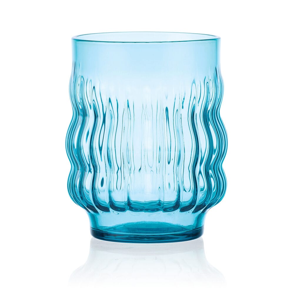 Waves Blue Set of 4 Stackable Double Old Fashioned Glasses - Image 8