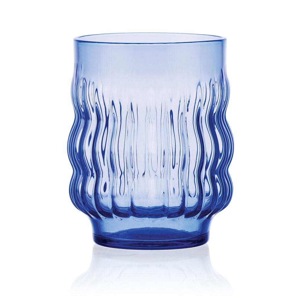 Waves Blue Set of 4 Stackable Double Old Fashioned Glasses - Image 7