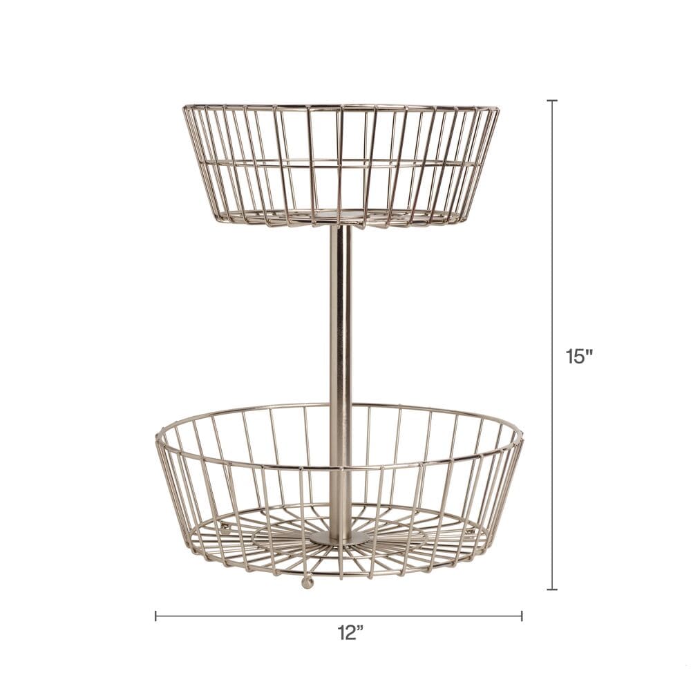 Geneva Nickel 2 Tier Fruit Storage Basket - Image 3