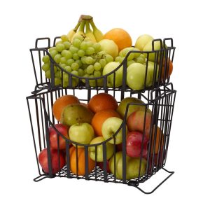 Band & Stripe Set of 2 Stackable Storage Baskets