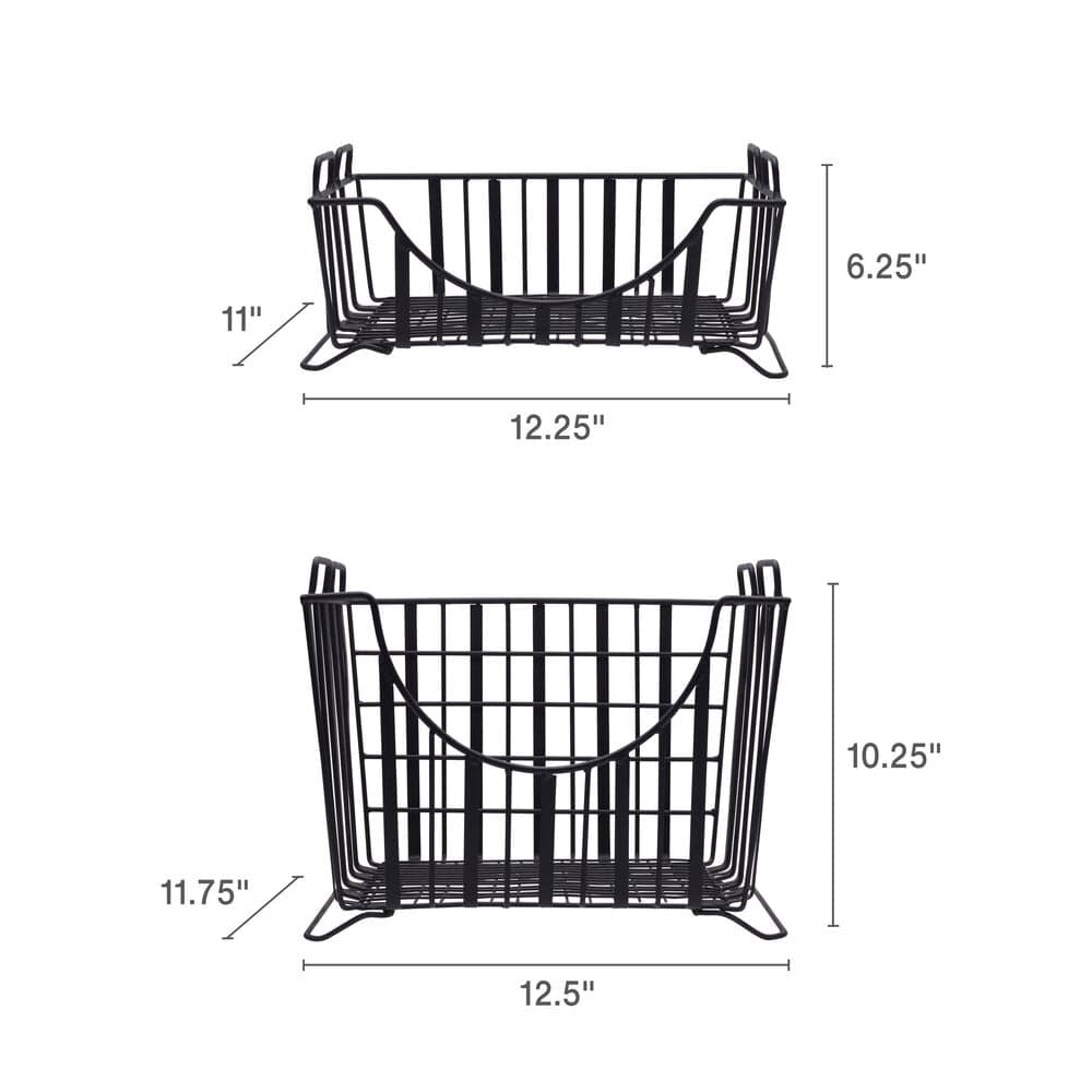 Band & Stripe Set of 2 Stackable Storage Baskets - Image 3