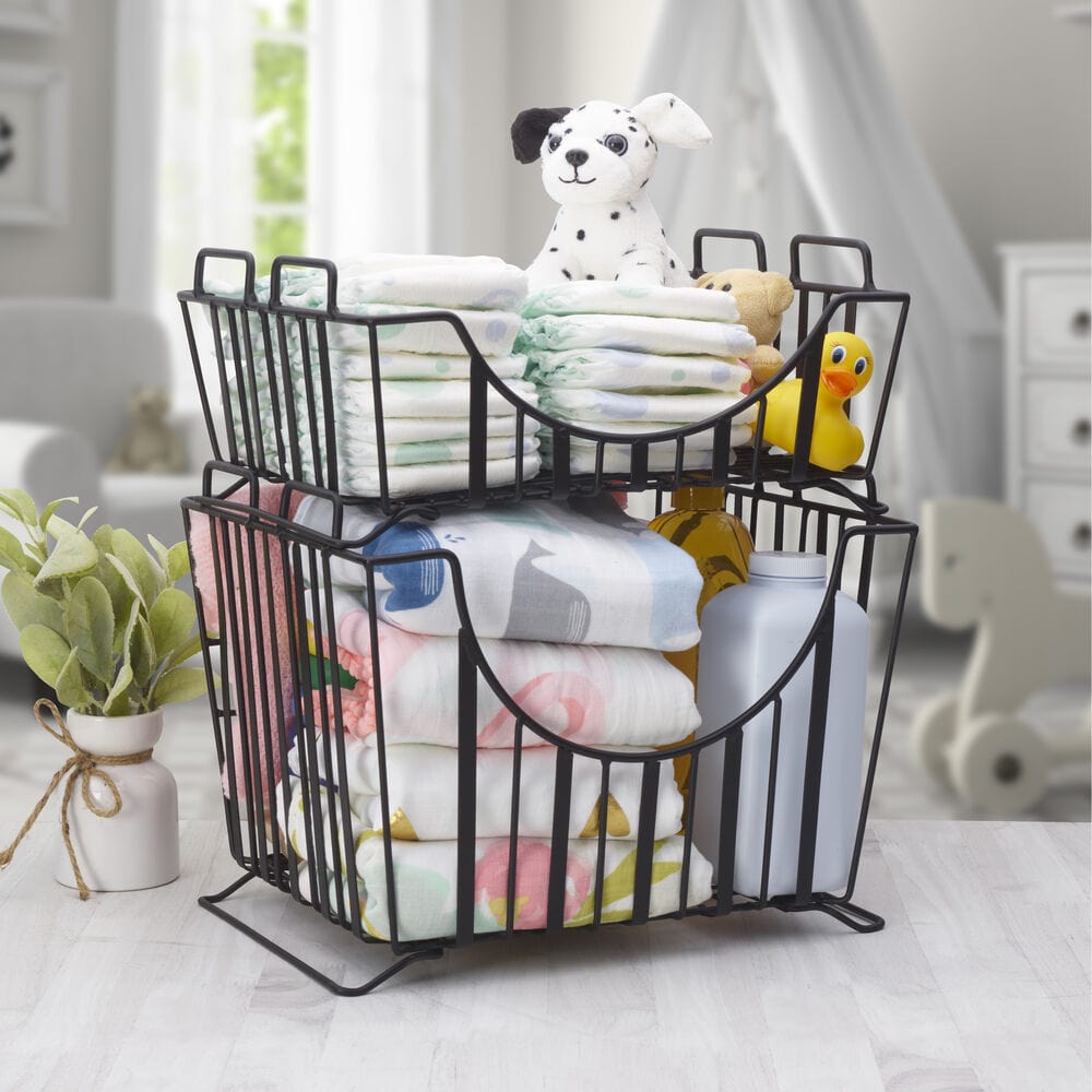 Band & Stripe Set of 2 Stackable Storage Baskets - Image 6