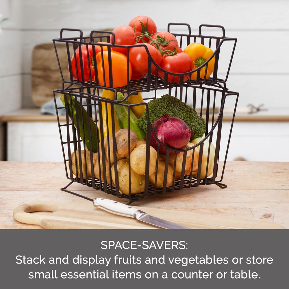Band & Stripe Set of 2 Stackable Storage Baskets - Image 7