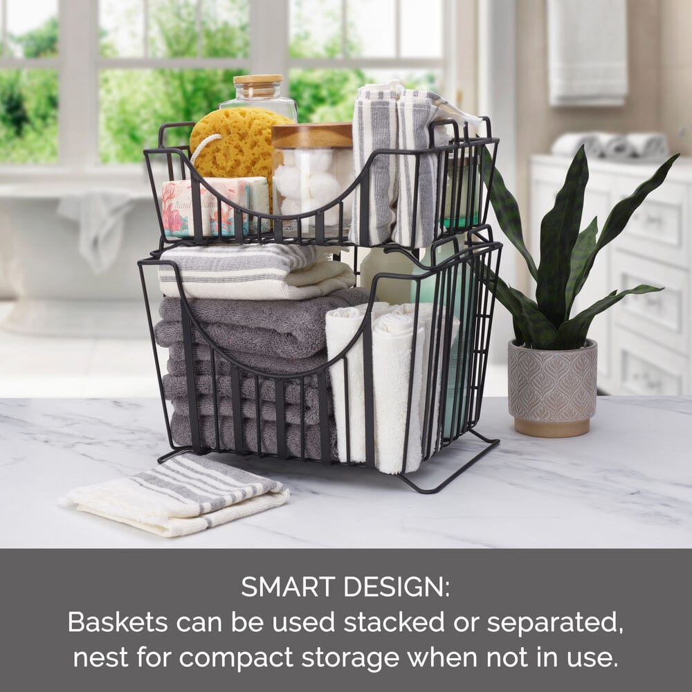 Band & Stripe Set of 2 Stackable Storage Baskets - Image 8