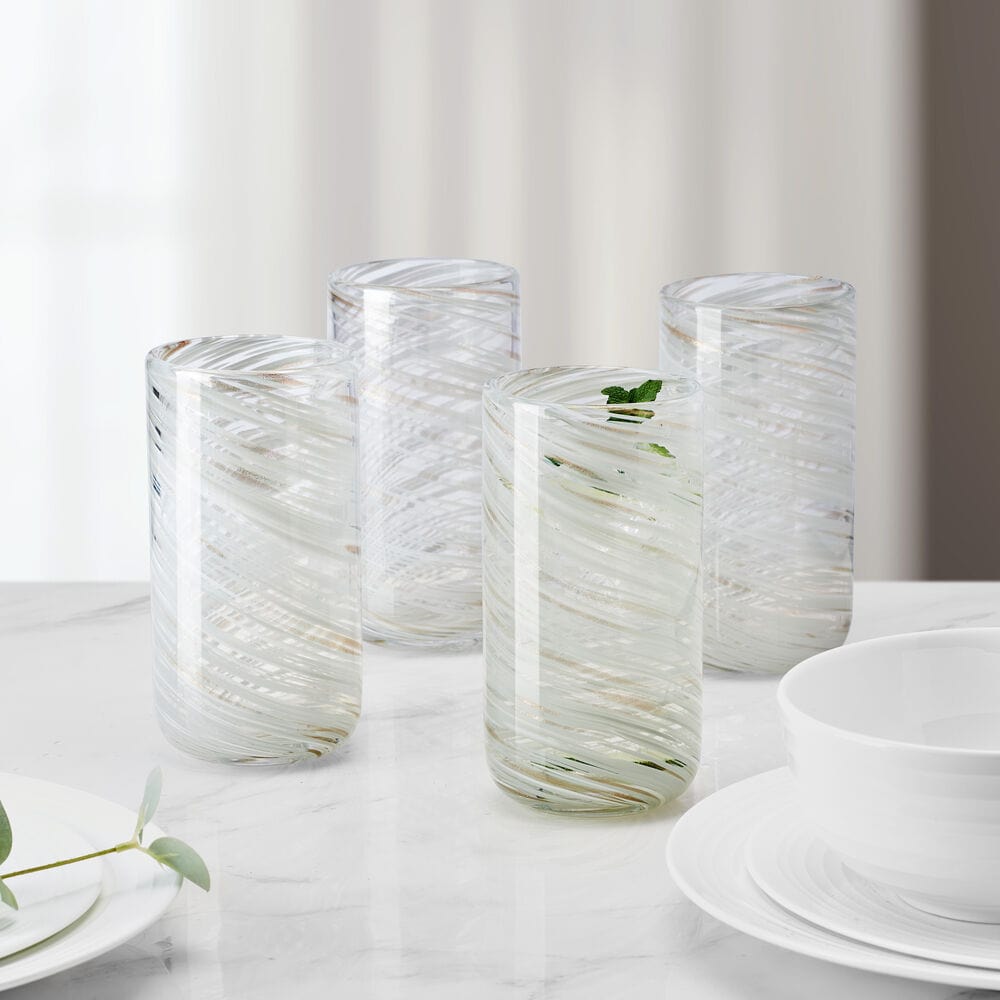 Color Swirl Gray Set of 4 Highball Glasses - Image 2