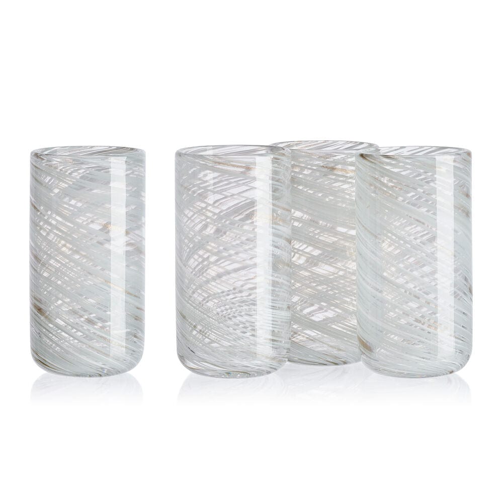 Color Swirl Gray Set of 4 Highball Glasses - Image 4