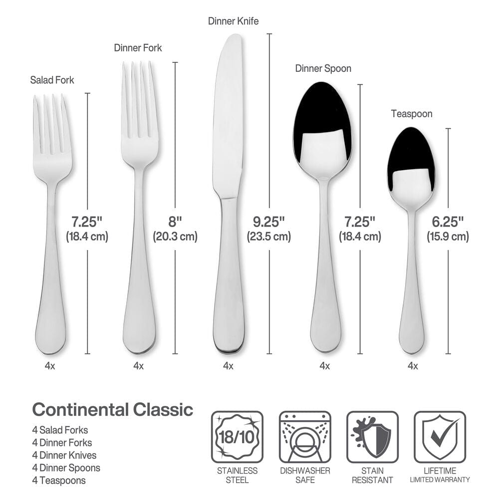 Continental Classic 20 Piece Flatware Set. Service for 4 - Image 3