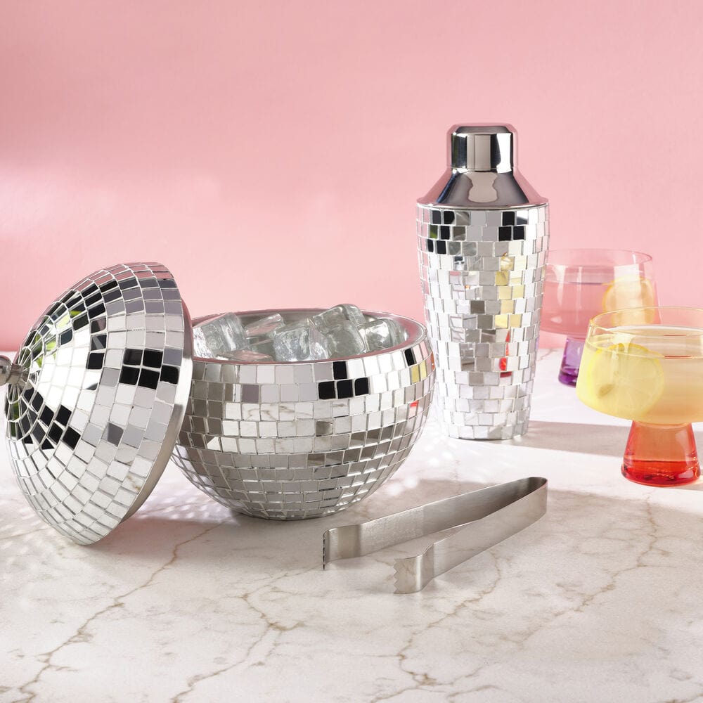 Disco Ball 3 Piece Cocktail Shaker and Ice Bucket Bar Set - Image 2