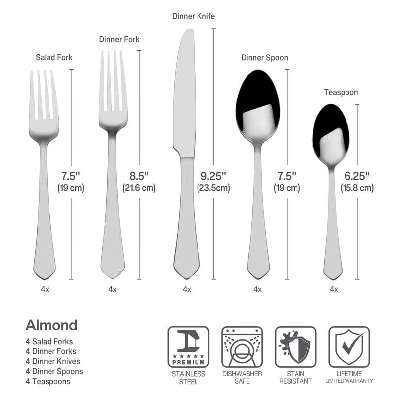 Almond 20 Piece Flatware Set. Service for 4 - Image 3