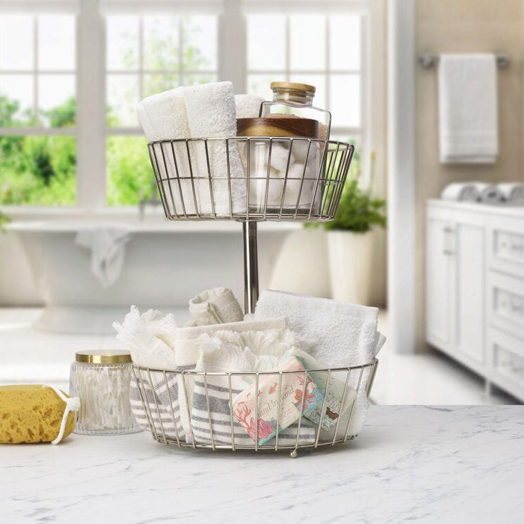 Geneva Nickel 2 Tier Fruit Storage Basket - Image 8