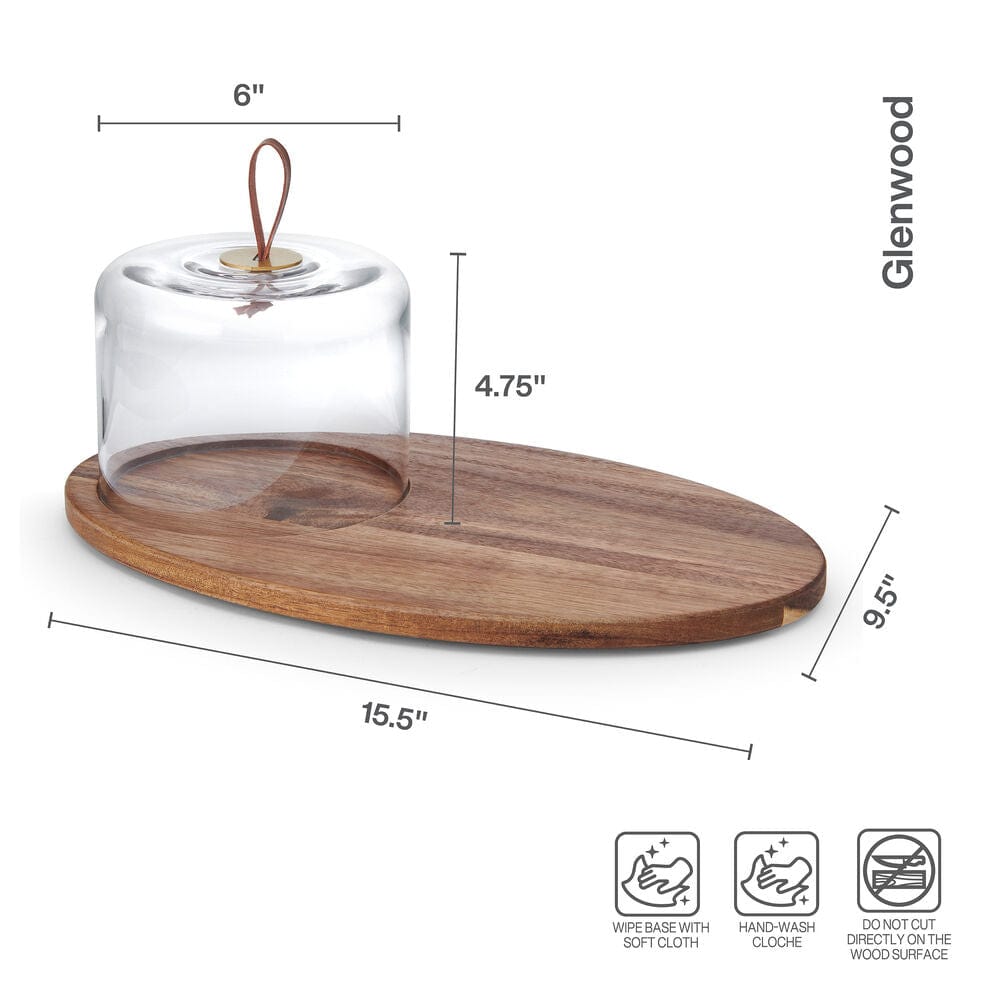 Glenwood Oval Serve Board with Glass Dome Cloche - Image 3