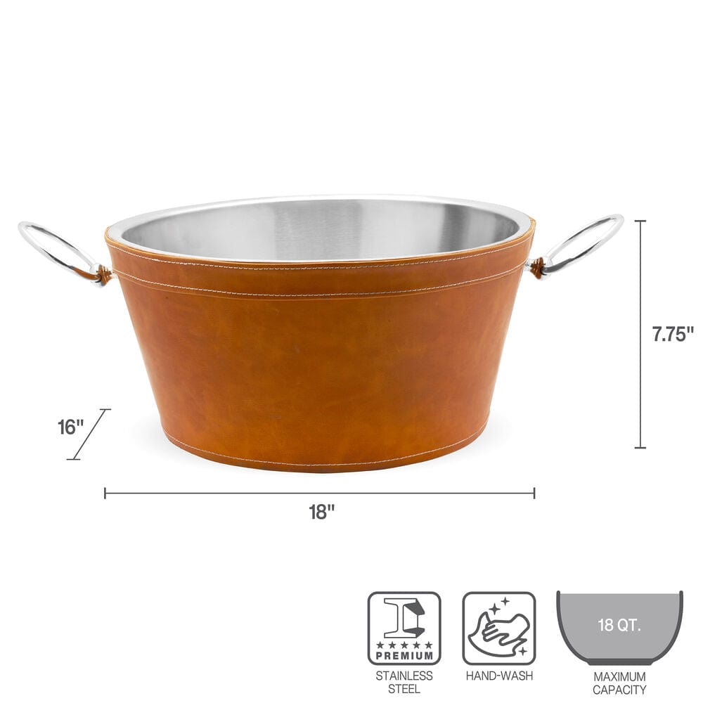Faux Leather Stitched Beverage Tub - Image 4