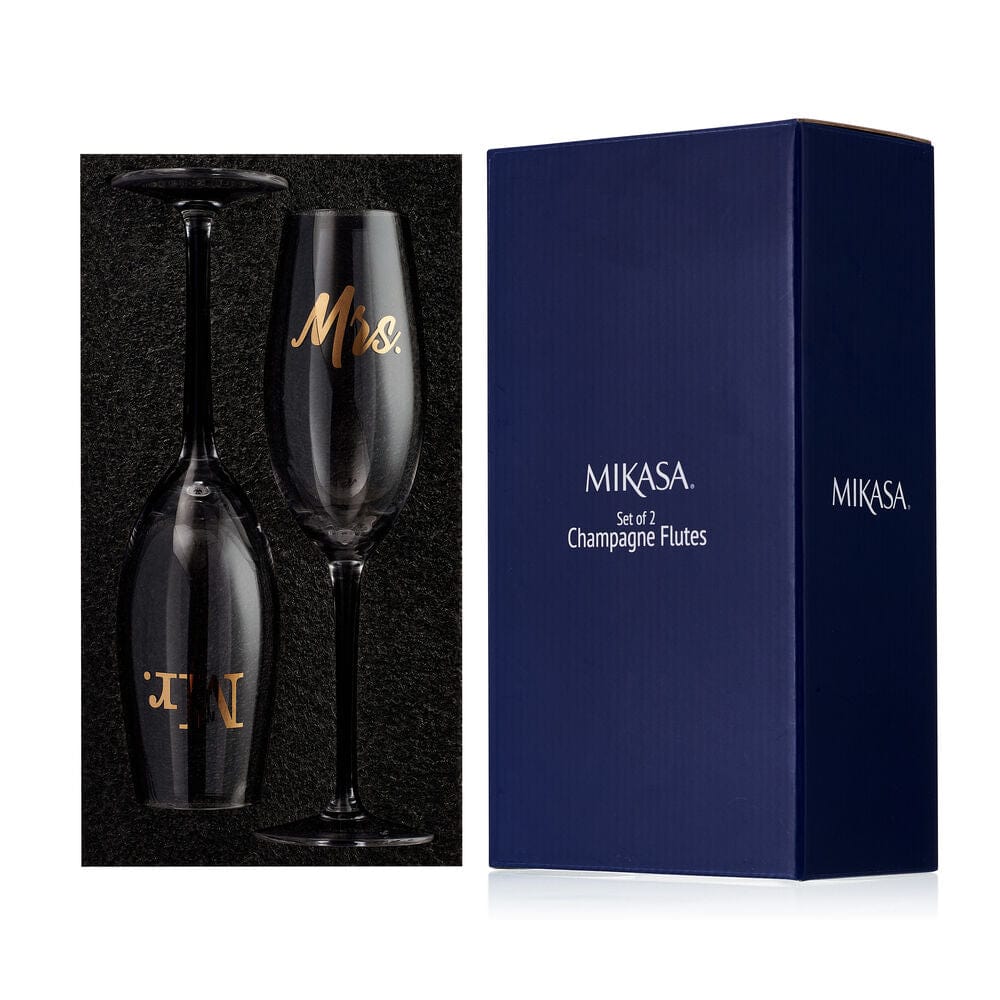 Mr. and Mrs. Set of 2 Champagne Toasting Flute Glasses - Image 7