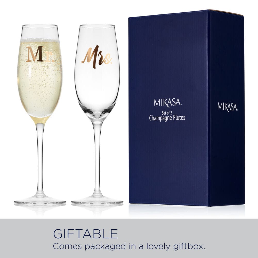 Mr. and Mrs. Set of 2 Champagne Toasting Flute Glasses - Image 5