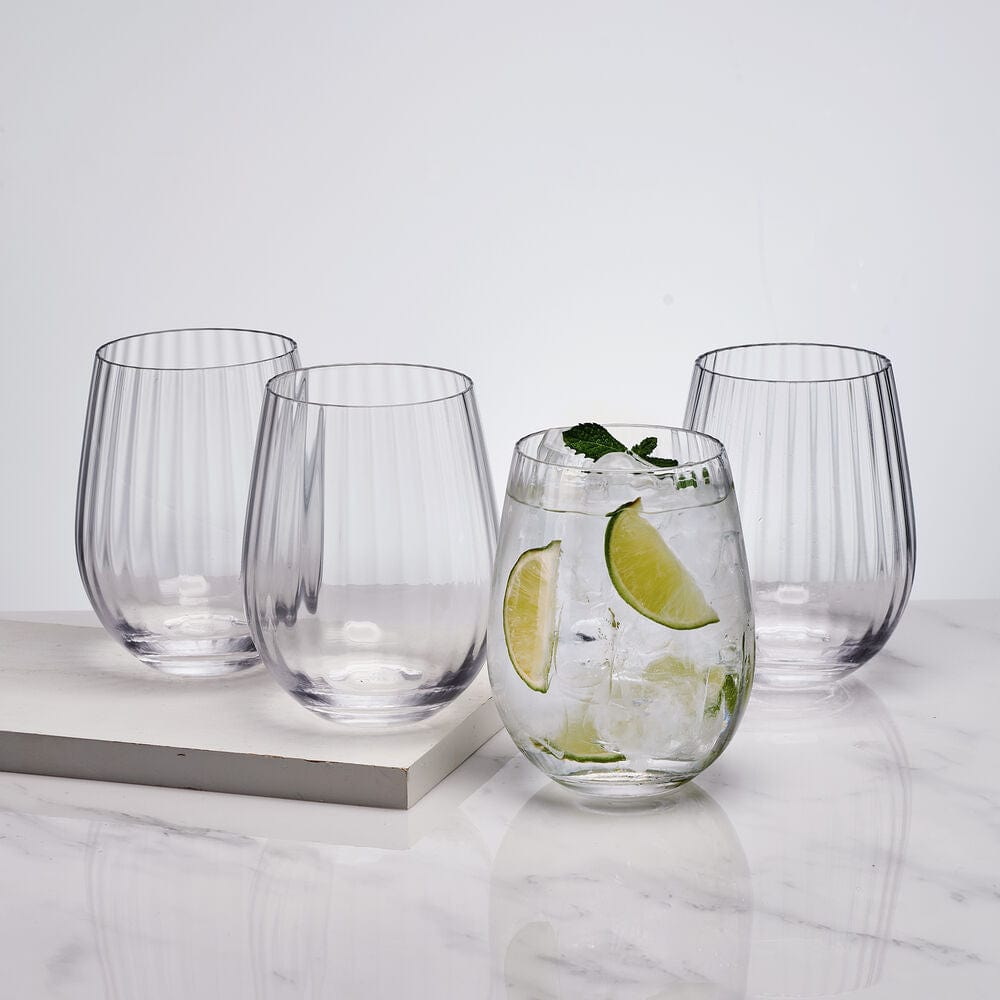 Optic Set of 4 Stemless Wine Glasses - Image 2