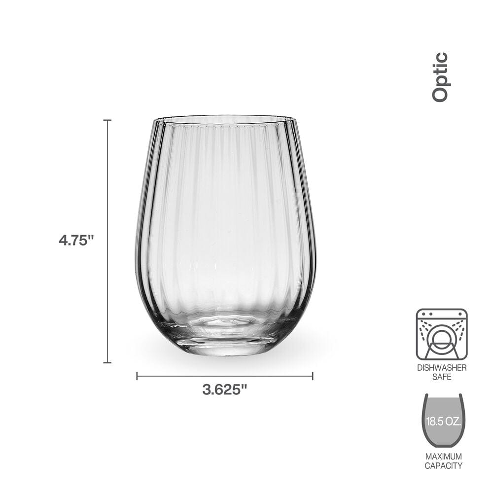 Optic Set of 4 Stemless Wine Glasses - Image 3
