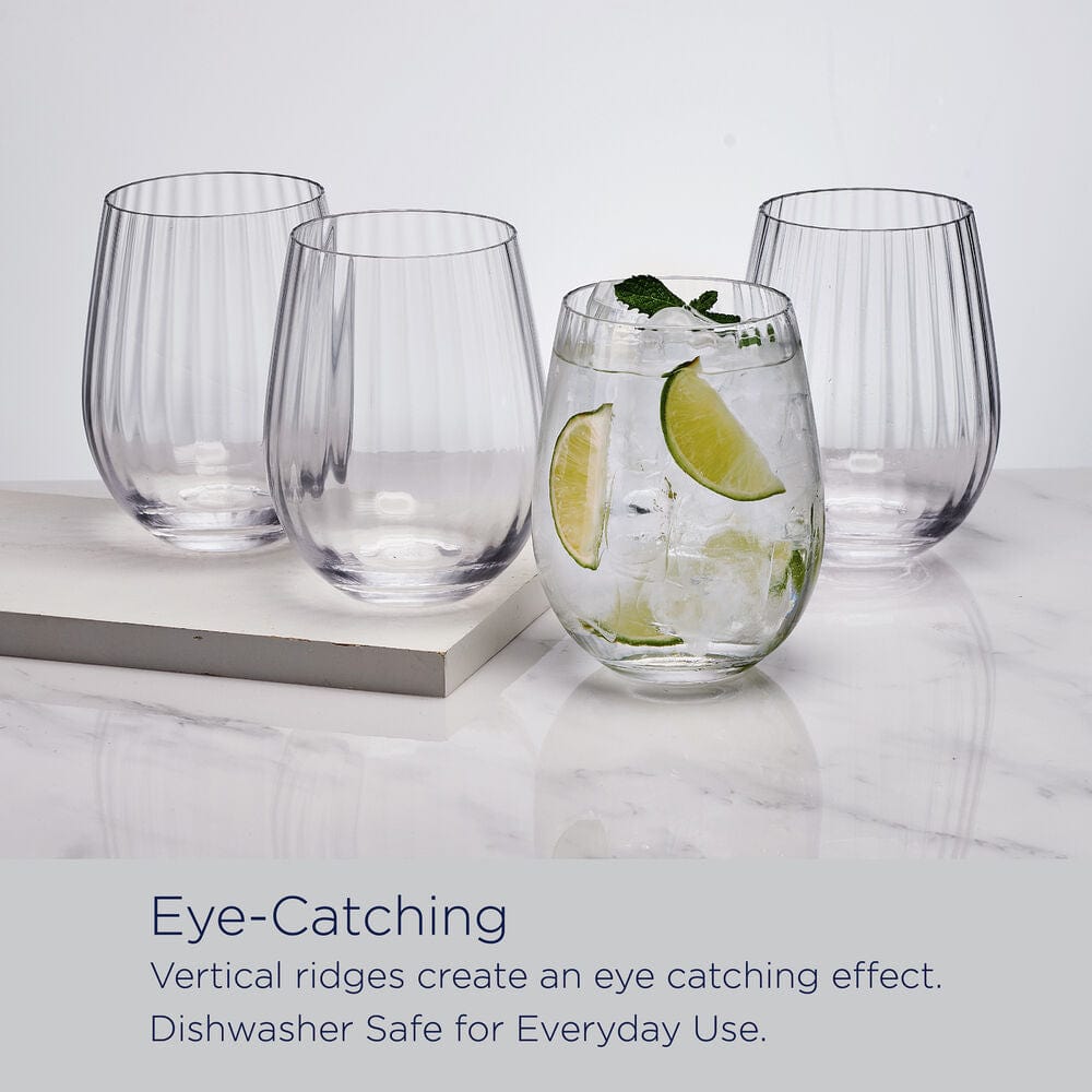 Optic Set of 4 Stemless Wine Glasses - Image 5