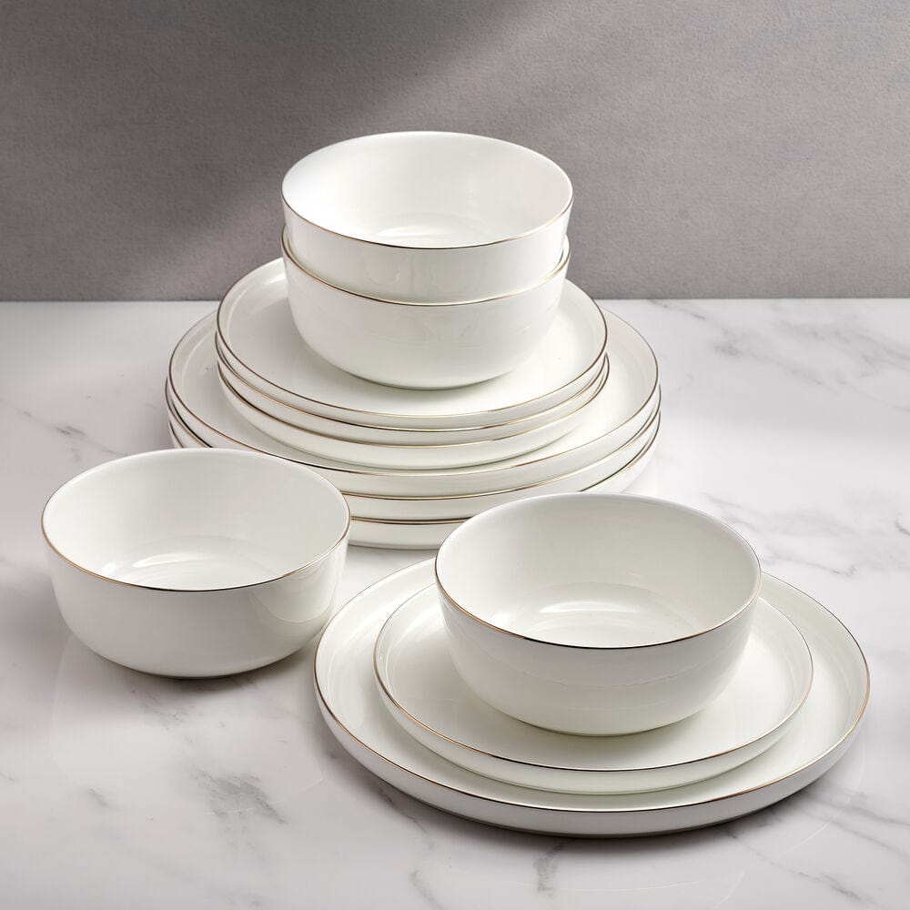 Samantha Gold Rim 12 Piece Dinnerware Set. Service for 4 - Image 2