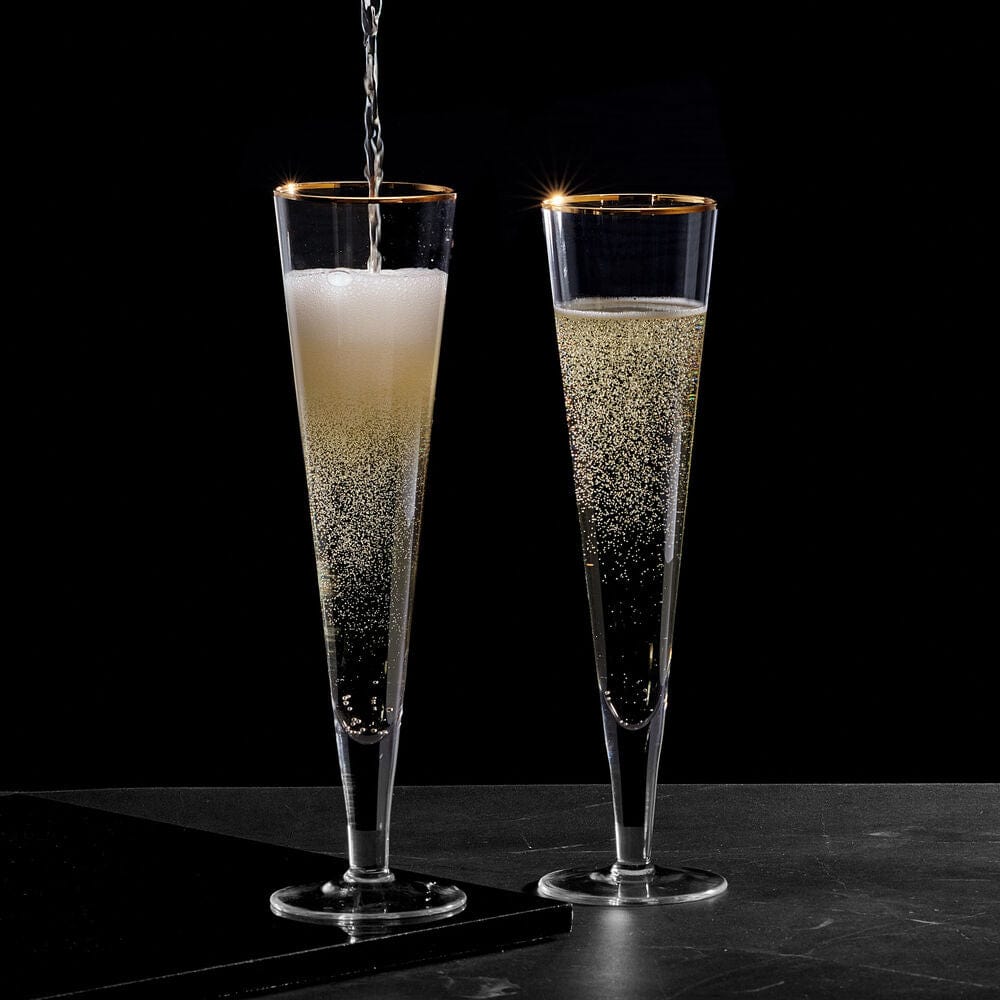 Trumpet Gold Set of 2 Champagne Flute Glasses - Image 2