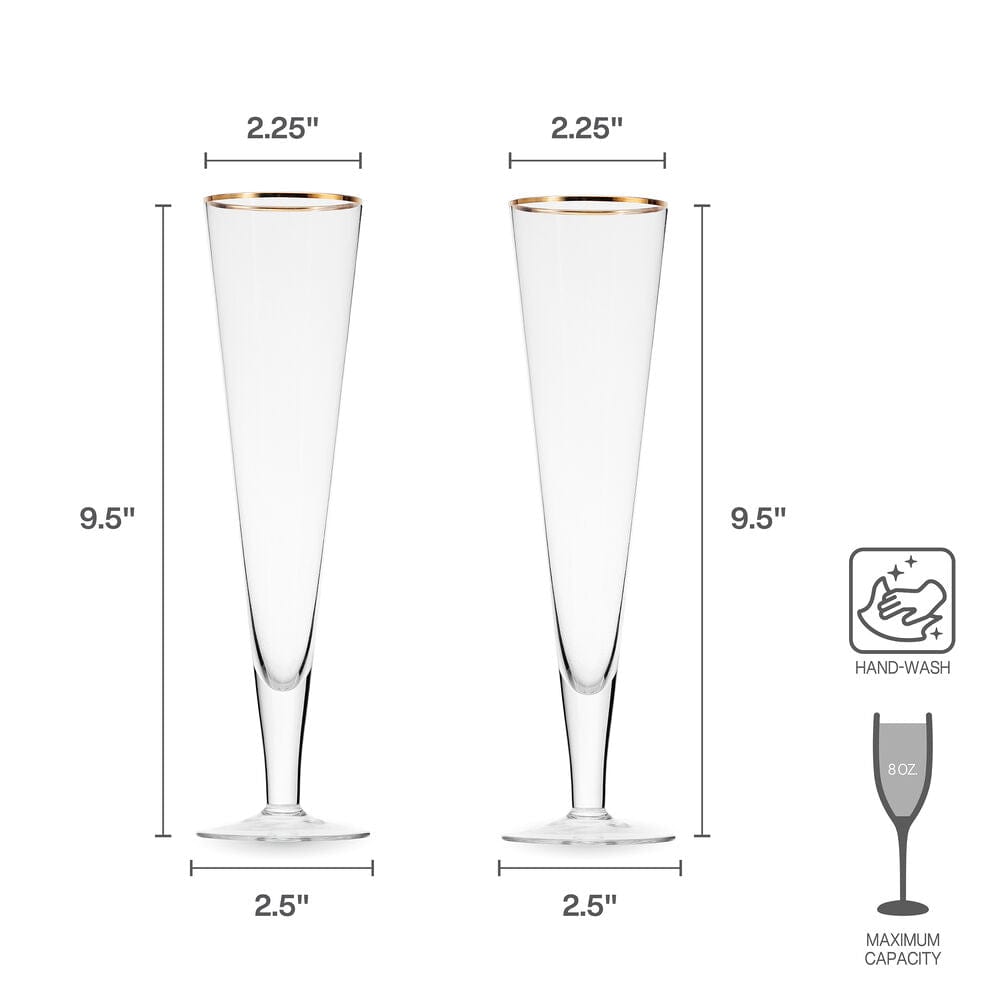 Trumpet Gold Set of 2 Champagne Flute Glasses - Image 4