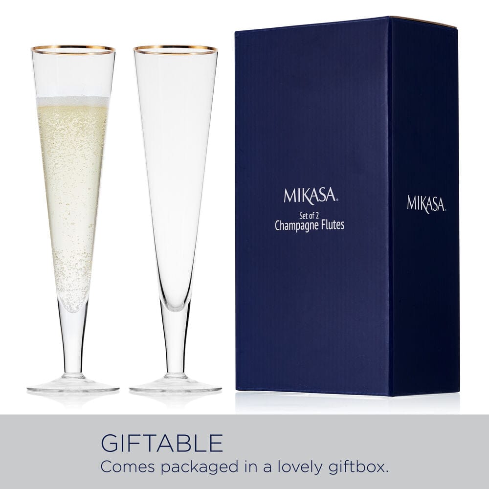Trumpet Gold Set of 2 Champagne Flute Glasses - Image 5