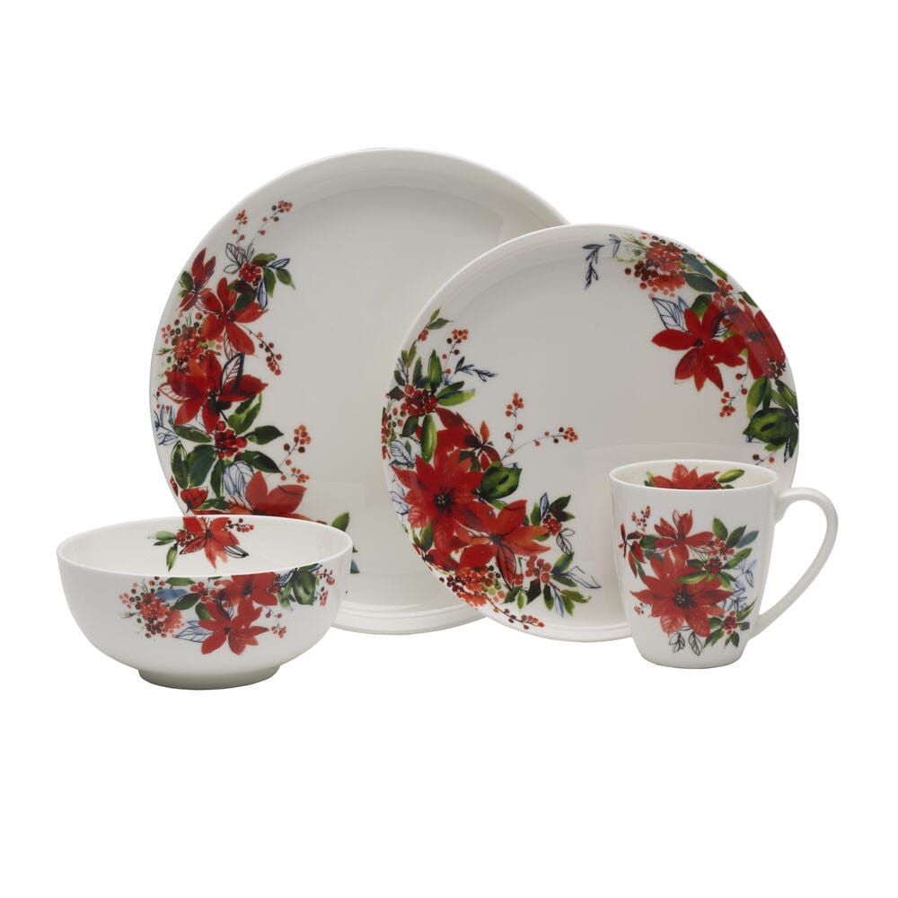 Winter Poinsettia 16 Piece Dinnerware Set. Service for 4 - Image 8