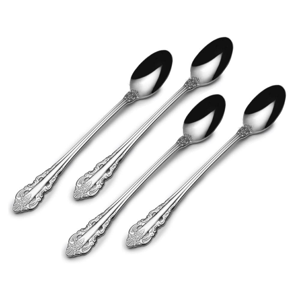 Antique Baroque Set of 4 Iced Beverage Spoons