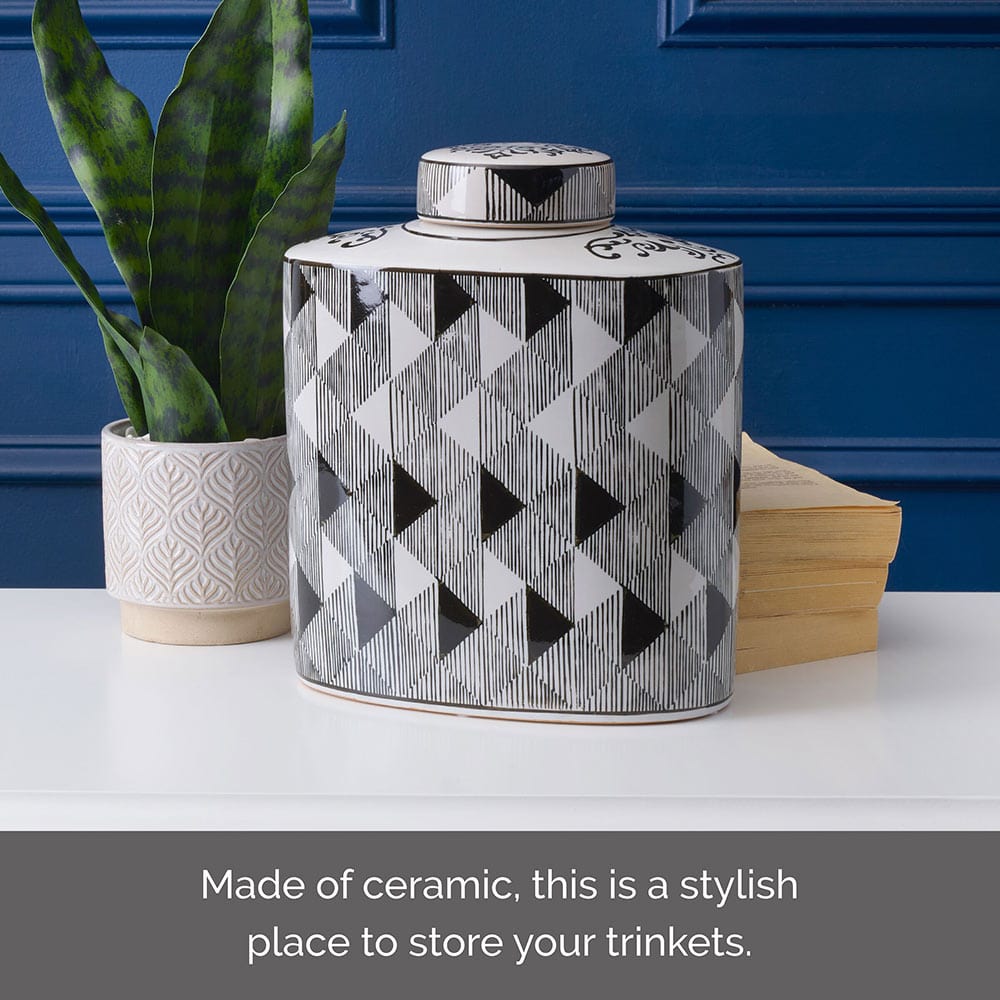 Diamond Decorative Oval Canister Vase - Image 2