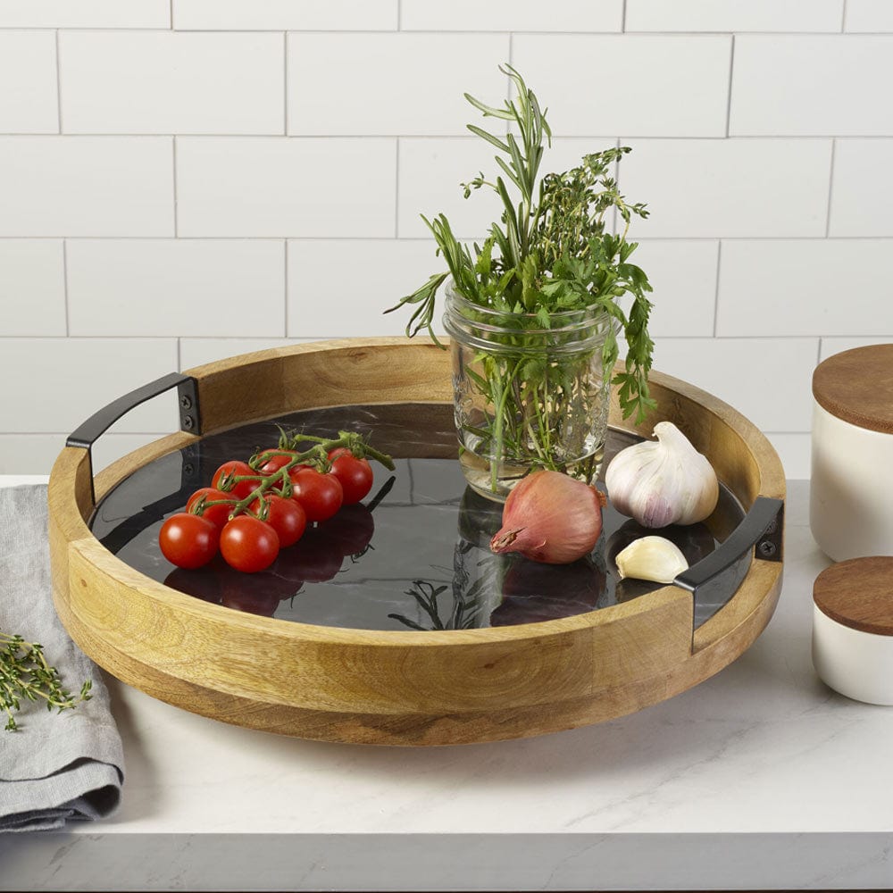 Black Marble Lazy Susan Serve Tray - Image 3