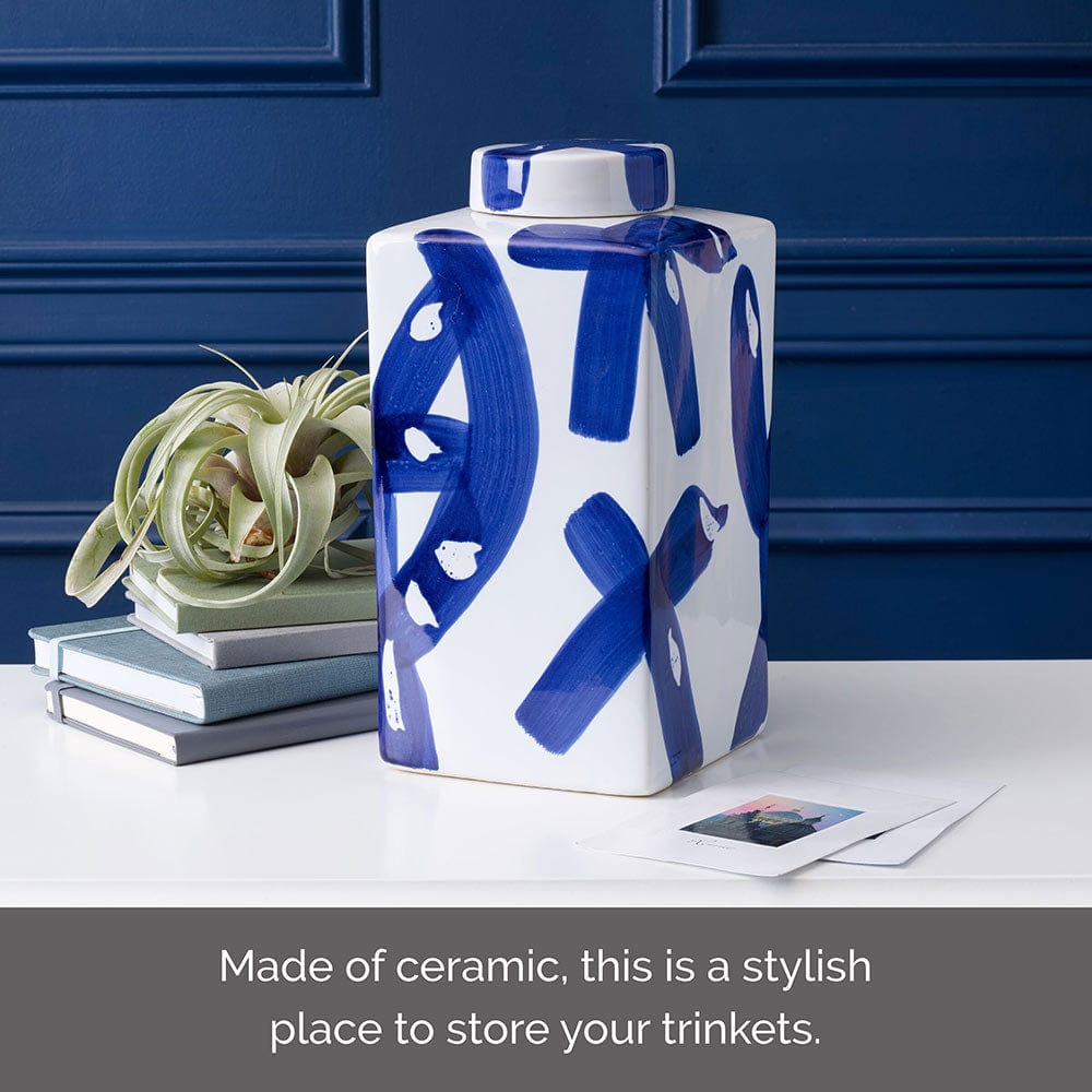 Paint Stroke Decorative Square Ginger Jar Canister Vase - Image 2