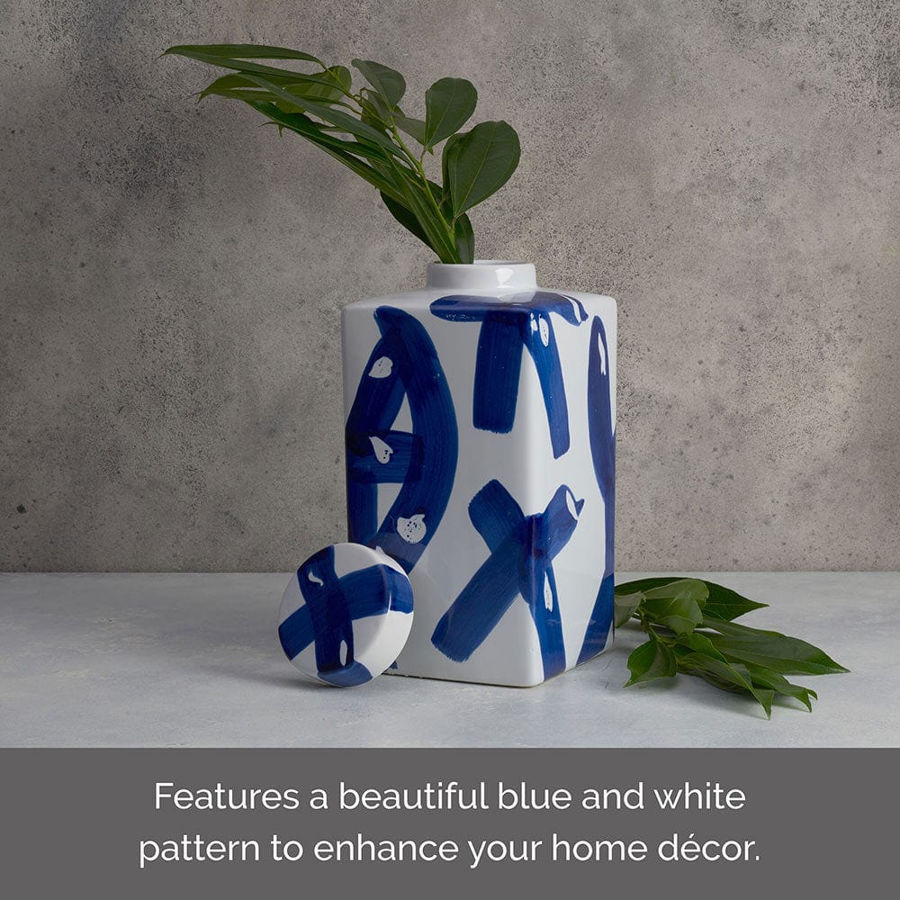Paint Stroke Decorative Square Ginger Jar Canister Vase - Image 3