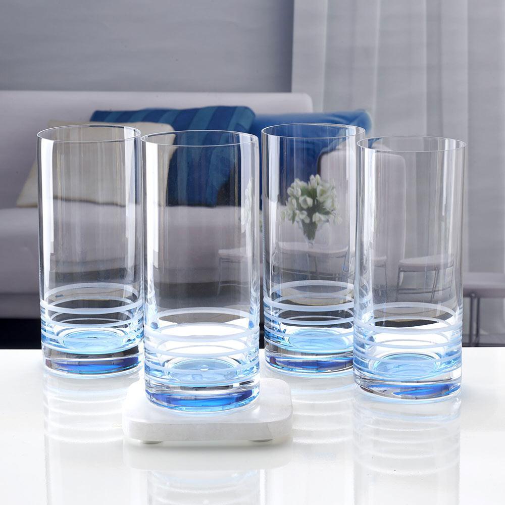 Cal Blue Ombre Set of 4 Highball Glasses - Image 2