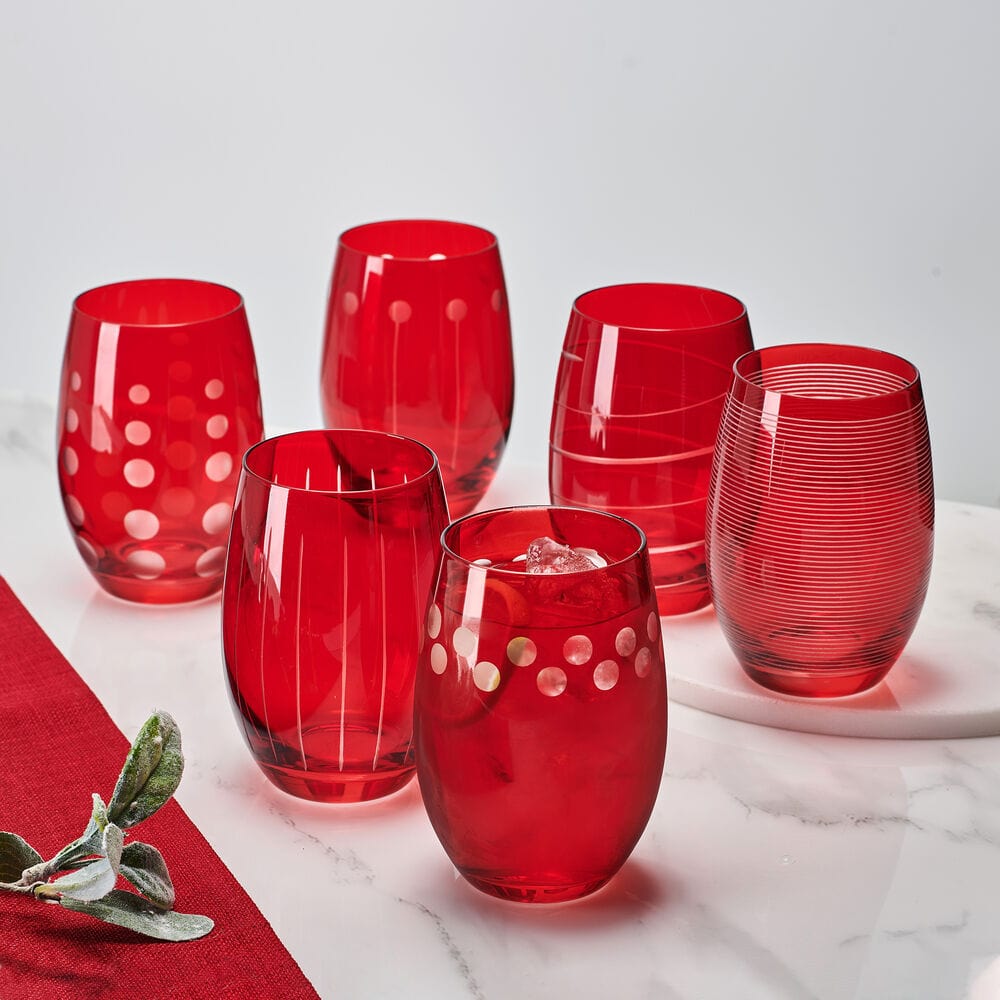 Cheers? Set of 6 Ruby Stemless Wine Glasses - Image 5