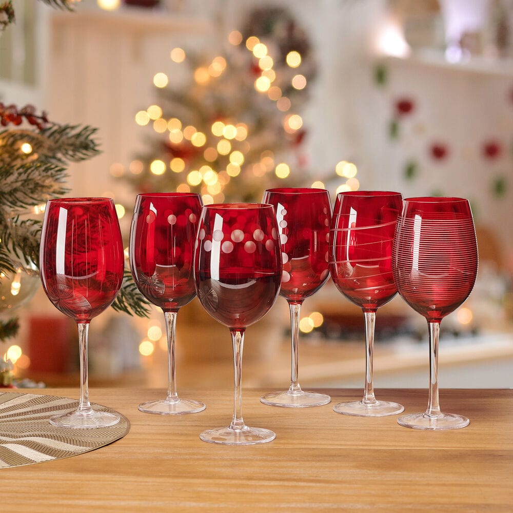 Cheers? Set of 6 Ruby Wine Glasses - Image 2