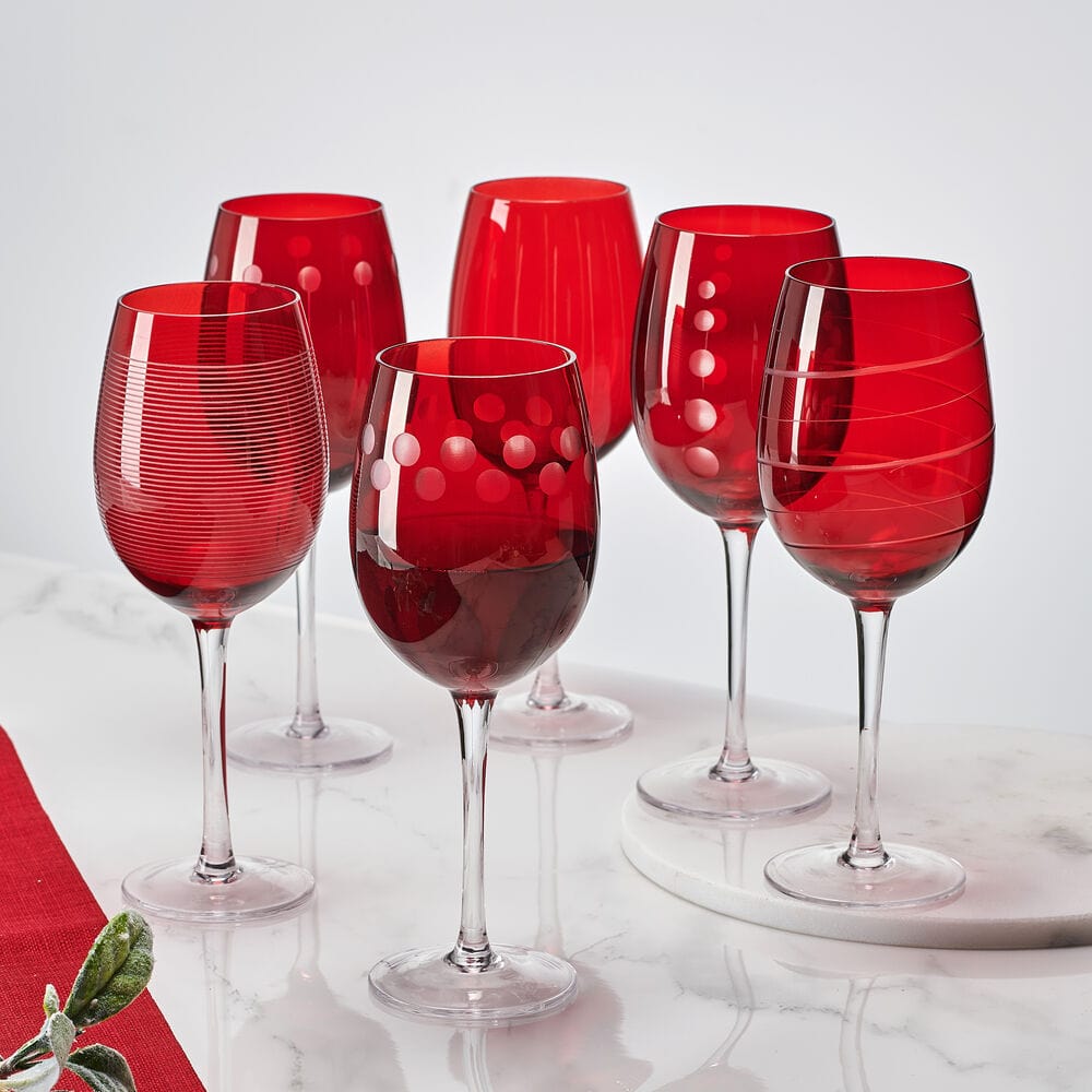 Cheers? Set of 6 Ruby Wine Glasses - Image 5