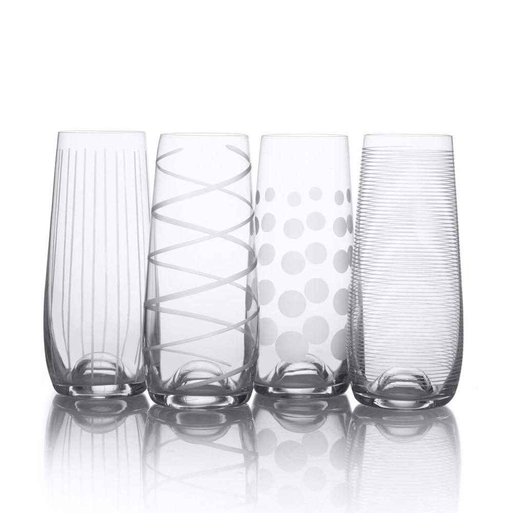 Cheers? Set of 4 Stemless Flute Glasses