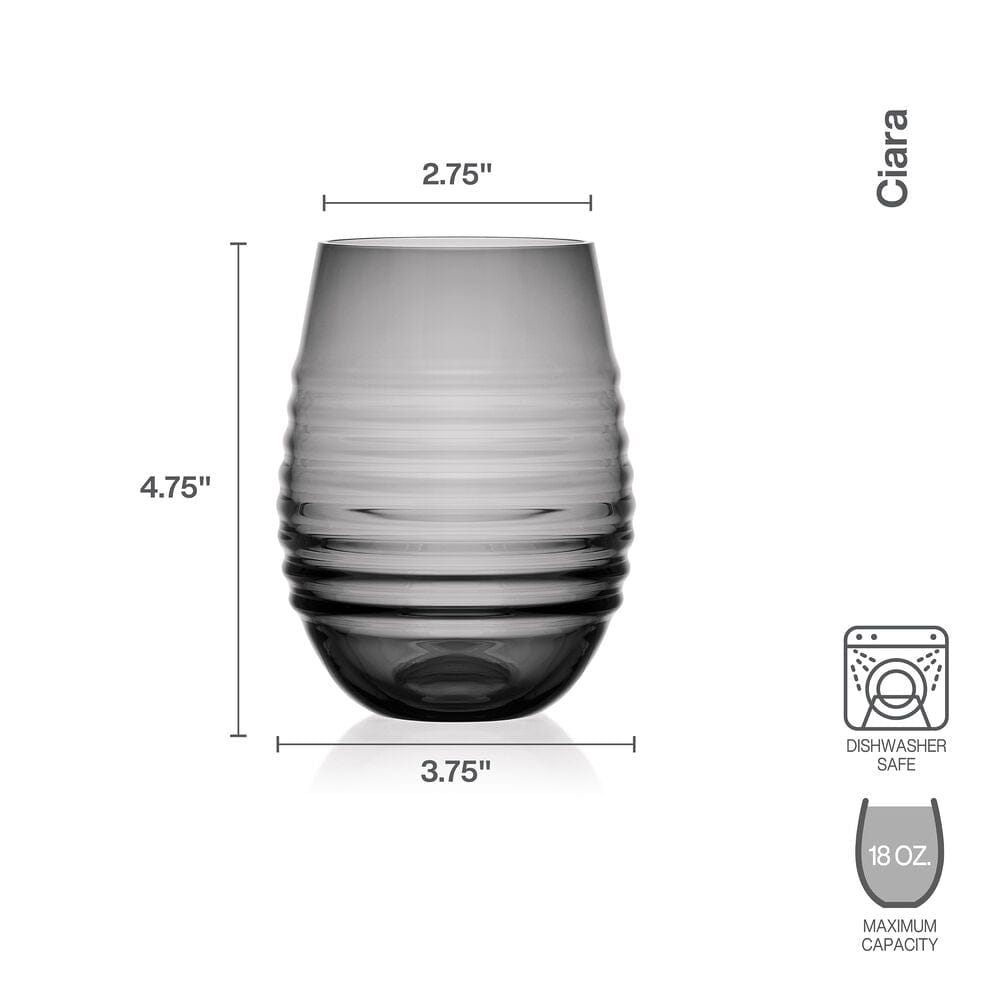 Ciara Smoke Set of 4 Stemless Wine Glasses - Image 4