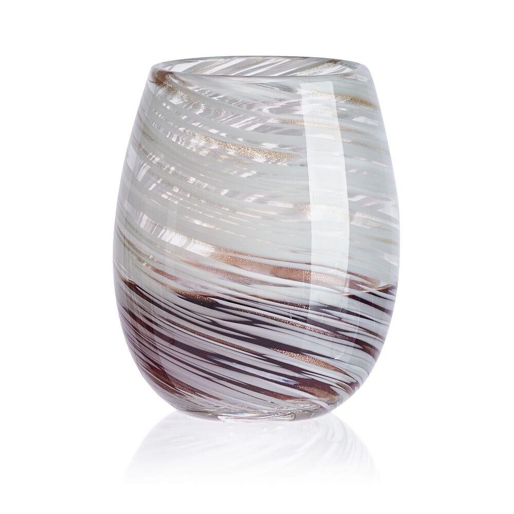 Color Swirl Gray Set of 4 Stemless Wine Glasses - Image 6