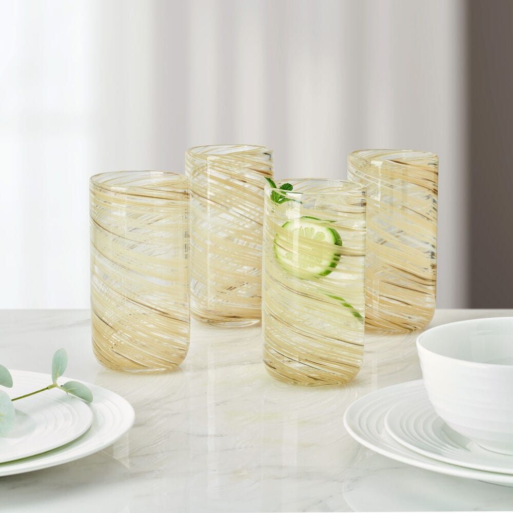Color Swirl Honey Set of 4 High Ball Glasses - Image 2