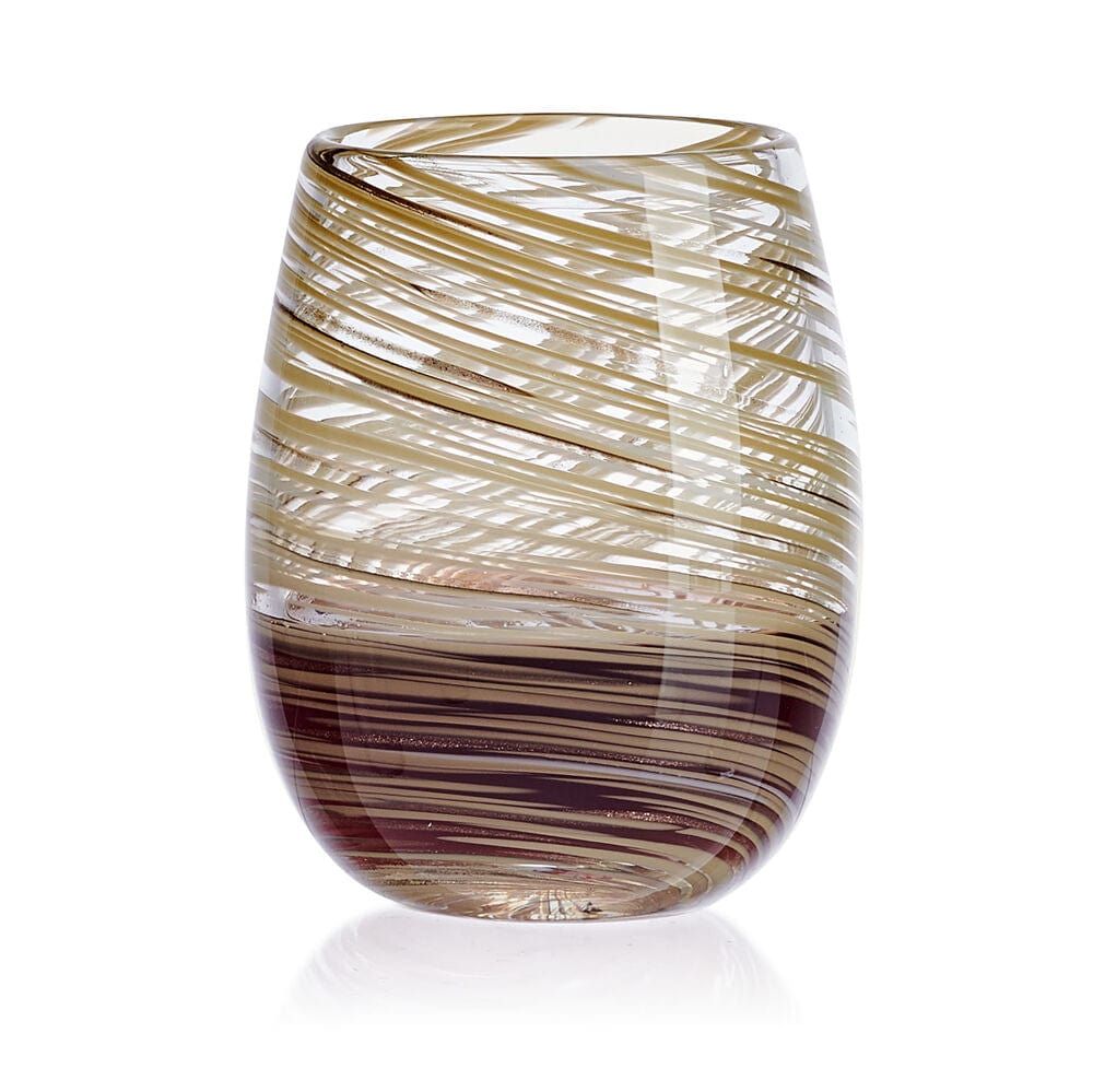 Color Swirl Honey Set of 4 Stemless Wine Glasses - Image 5