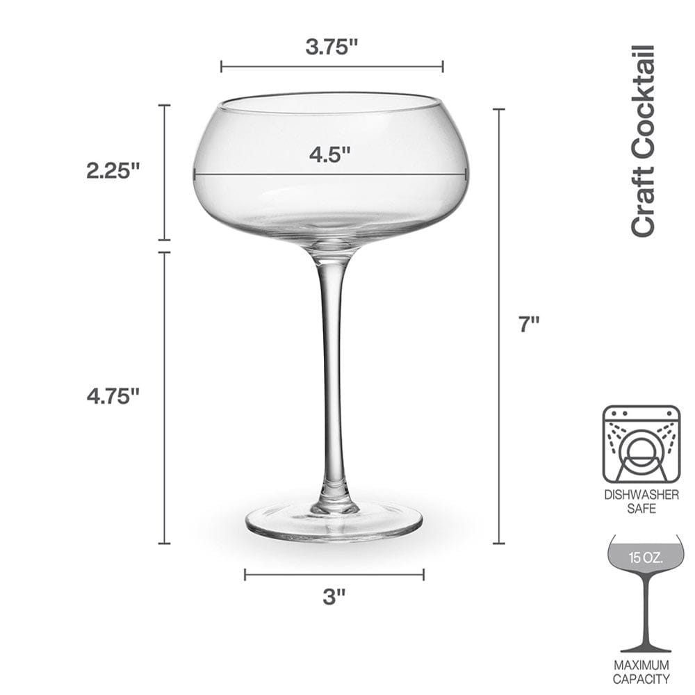 Craft Cocktail Set of 4 Coupe Champagne Wine Glasses - Image 5