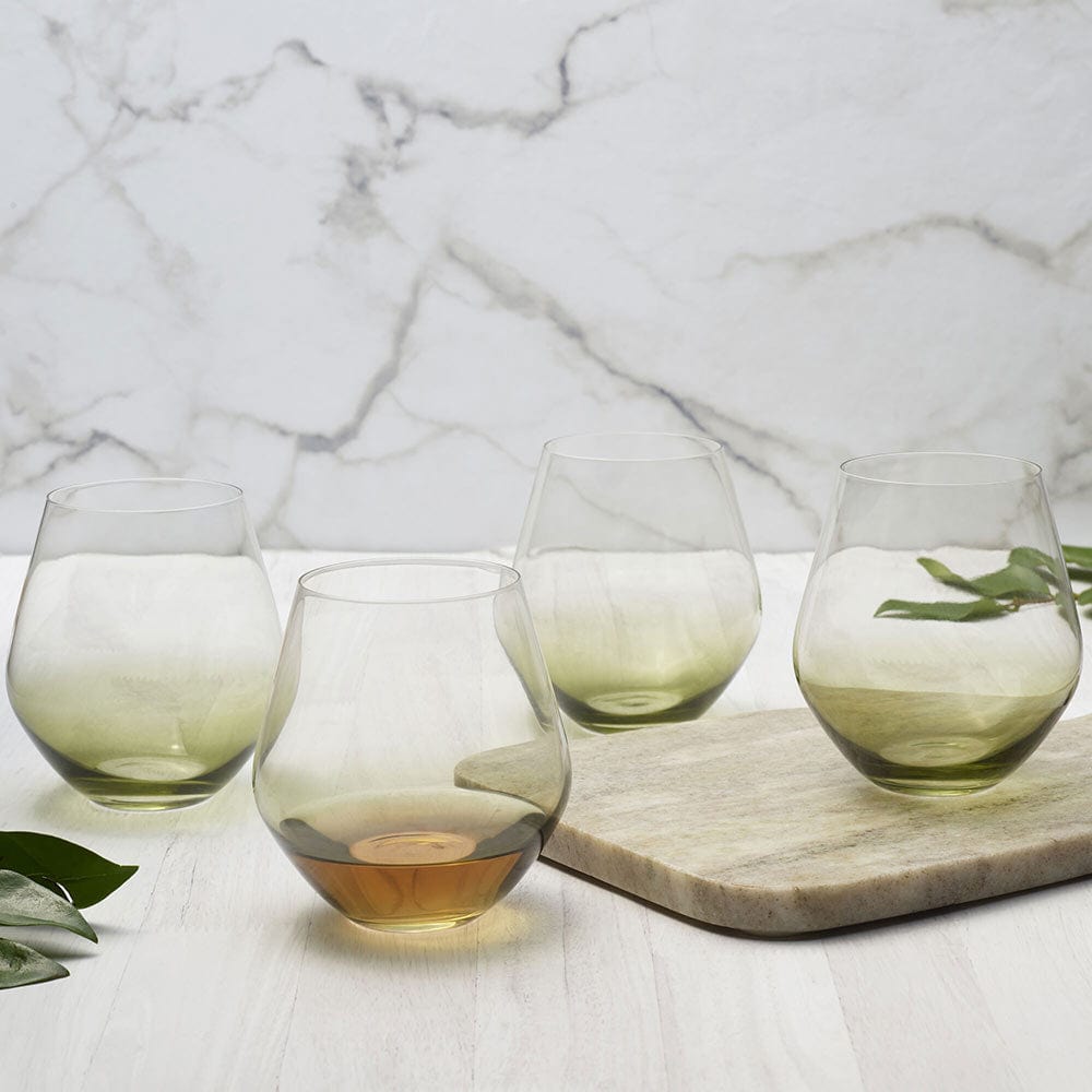 Gianna Ombre Sage Set of 4 Stemless Wine Glasses - Image 2