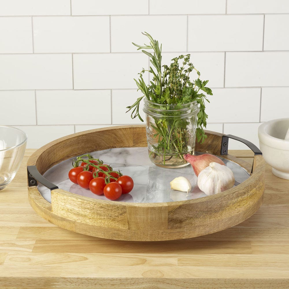 Gray Marble Lazy Susan Serve Tray - Image 3