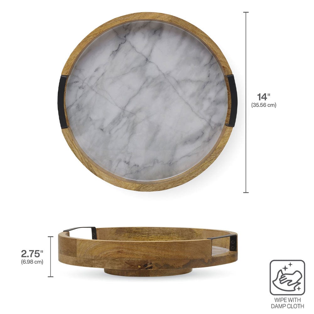 Gray Marble Lazy Susan Serve Tray - Image 5