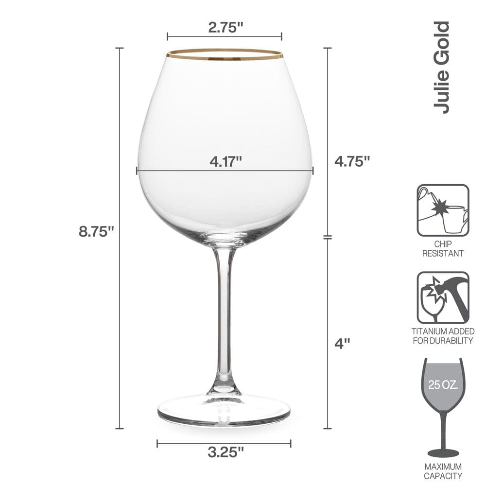 Julie Gold Set of 4 Red Wine Glasses - Image 4