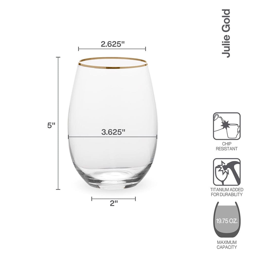 Julie Gold Set of 4 Stemless Wine Glasses - Image 4