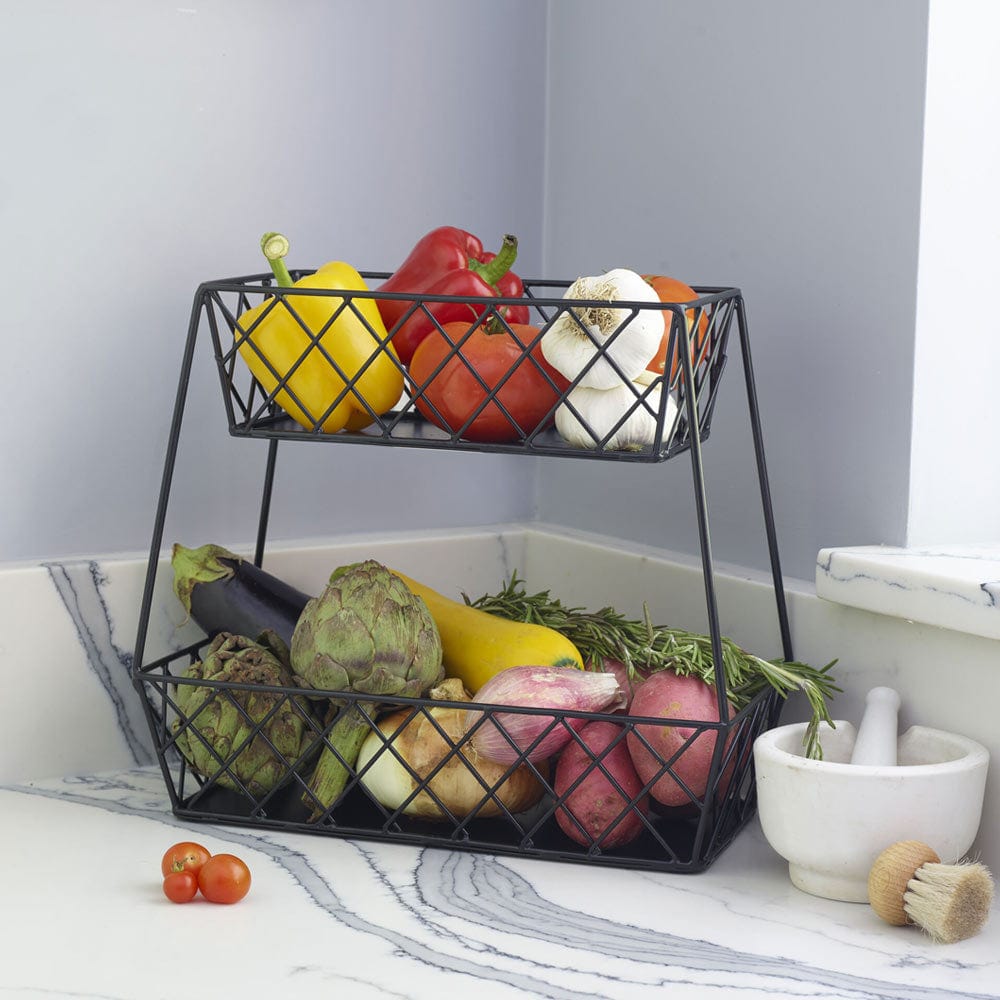 Lattice Farm Flat Back 2 Tier Storage Basket - Image 2